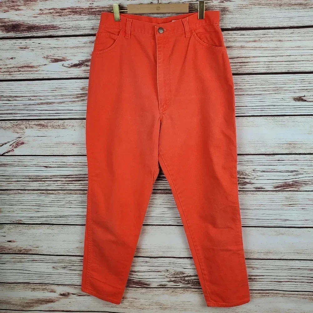 YFSC Basics Size 11 Vintage 90s Solid Tangerine Orange High Waisted Mom Jeans